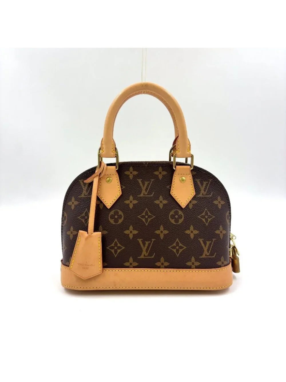 Louis Vuitton Alma BB Monogram 2-Way Leather Brown Light Handbag Gold